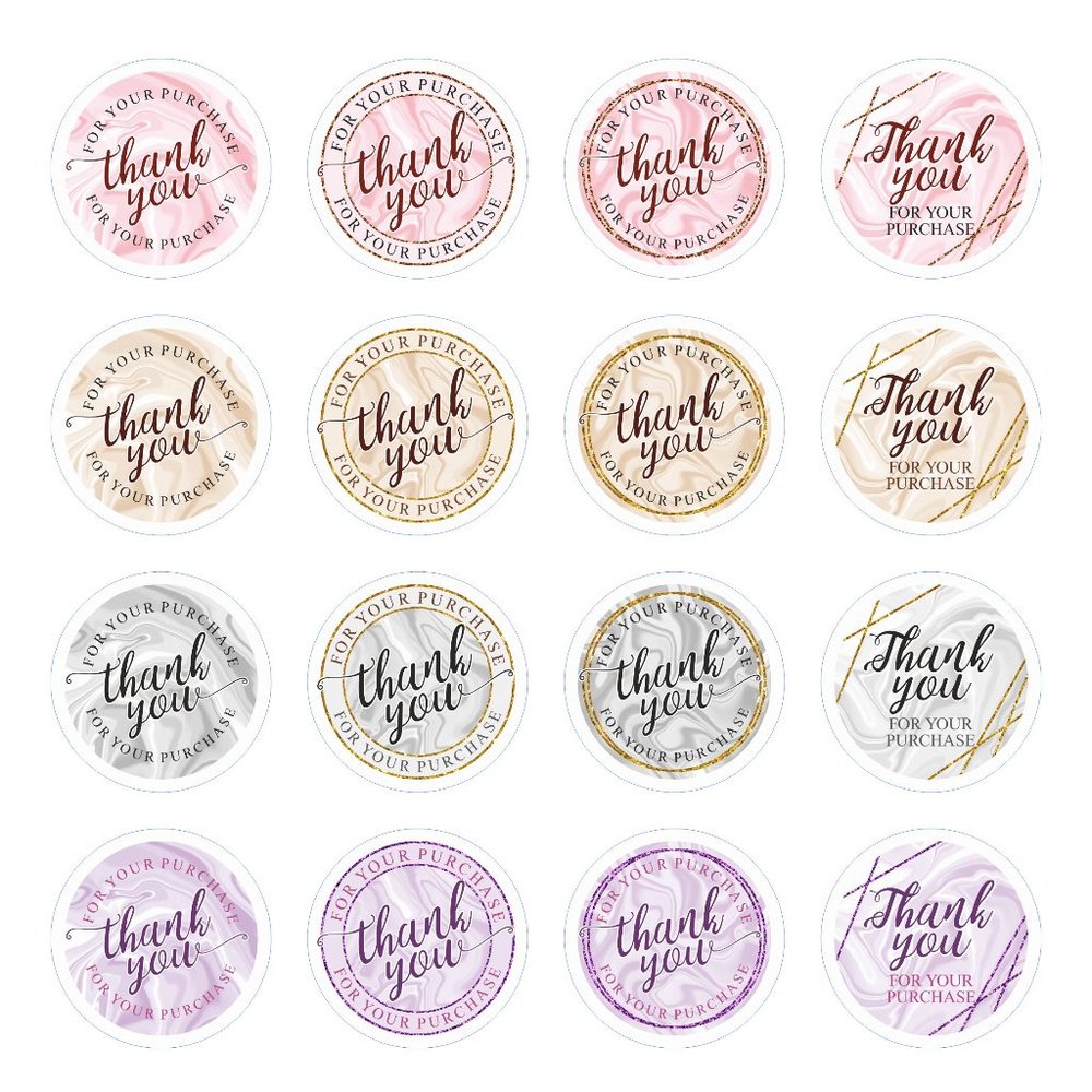 96 ea. mixed THANK YOU for your purchase stickers. Glossy waterproof.